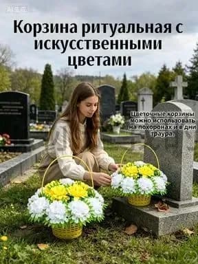 Эксклюзивный венок Хризантема 35 на 33 см для кладбища от Мастера Венков