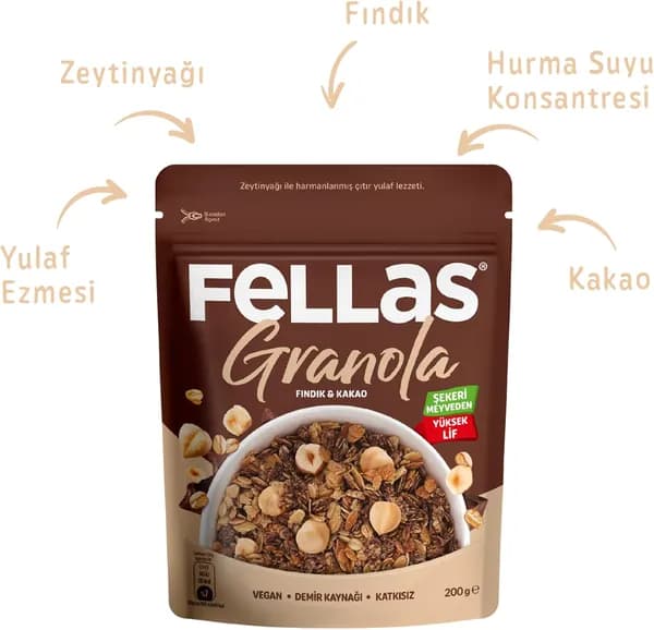 Гранола Fellas с лесным орехом и какао 200 гр