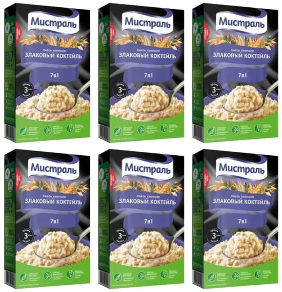 Мистраль Смесь хлопьев Злаковый коктейль, 400 гр, 6 шт.