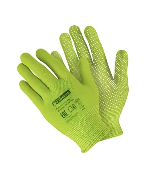 Перчатки ПВХ с микроточками Fiberon размер 9/L цвет зеленый