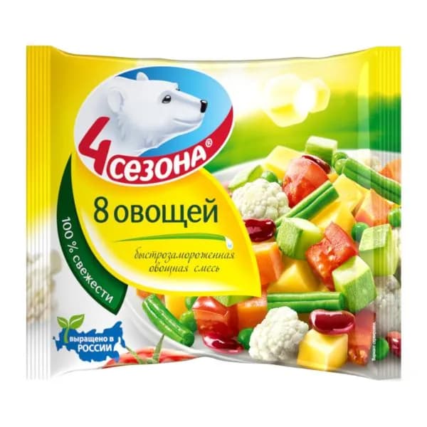 Смесь овощная 4 Сезона 8 овощей быстрозамороженная 400г