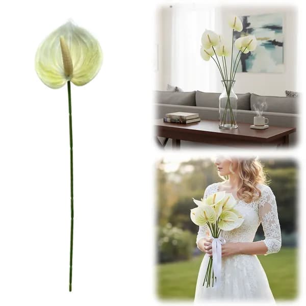 Искусственные цветы антуриума с зелёными листьями, высота 29 см