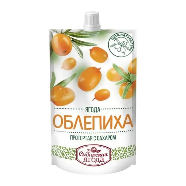 Протертая облепиха с сахаром Сибирская ягода 280г