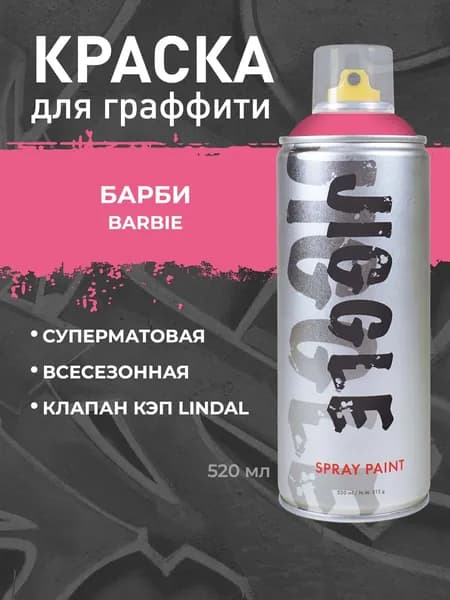 Аэрозольная краска для граффити в баллончике JIGGLE PRO суперматовая, 520 мл, BARBIE / Барби Уцененный товар