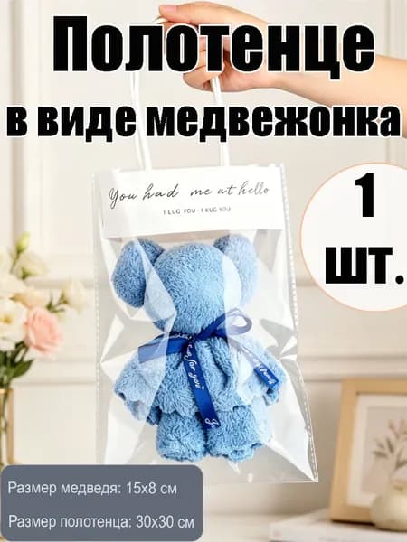 Полотенце для ванной 30x30 см, микрофибра, голубой, 1 шт