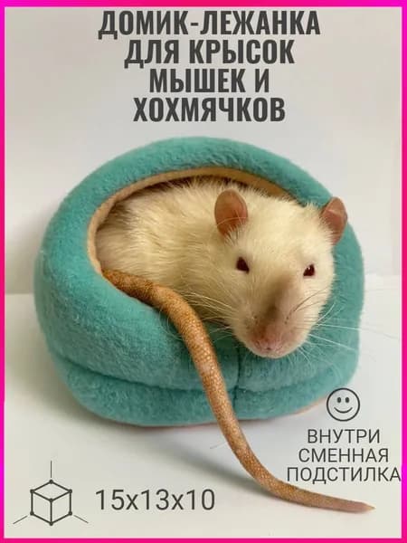Домик со съемной лежанкой для крысы 15х13х10 голубой