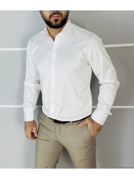 рубашка приталенная с длинным рукавом - Slim Fit