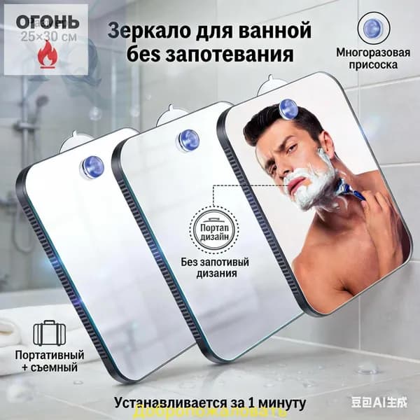 Зеркало для ванной 20х30 см прямоугольное