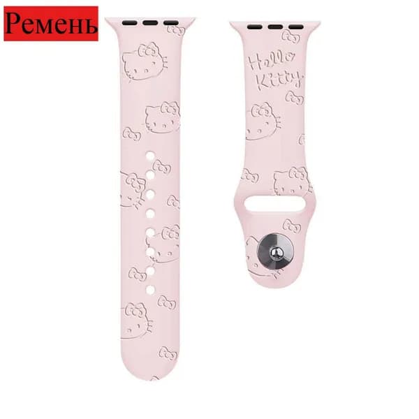 Ремень Hello Kt + мягкий корпус TPU для Apple Watch 45mm 44 41 40 с полной защитой