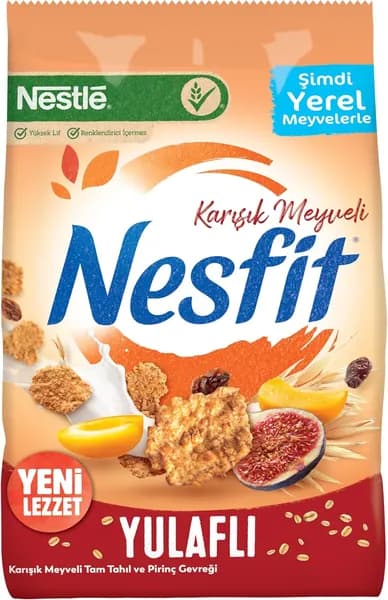 Nestl Nesfit Цельнозерновые хлопья со вкусом микса фруктов и кукурузы, 400 г
