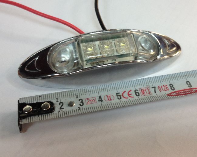 Бортовой фонарик, габарит фургона, на борт, белый, светодиодный, хром, 24V