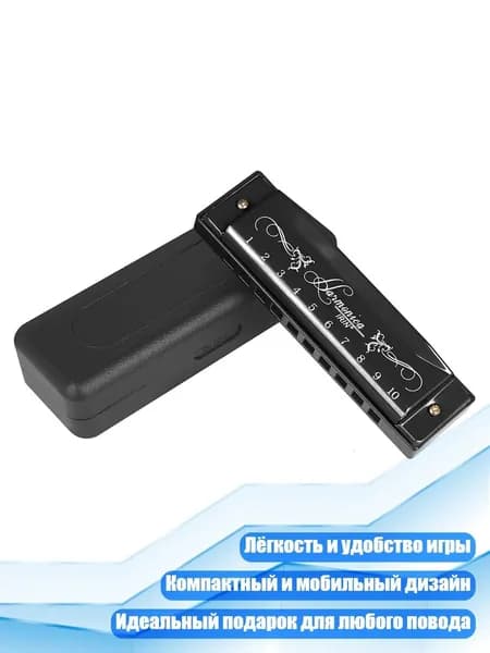 Профессиональная блюзовая гармоника Key-of-C, 10 отверстий 20 тонов, легкая в игре, Черный