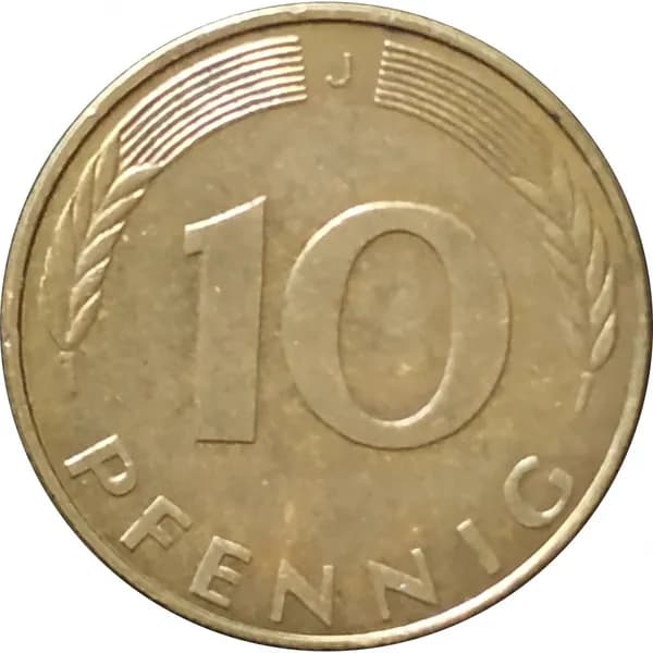 10 пфеннигов 1991 Германия J из оборота