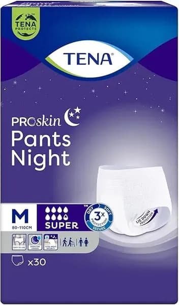 Подгузники-трусы Tena Pants Night Super Medium, объем талии 80-110 см, 30 шт.