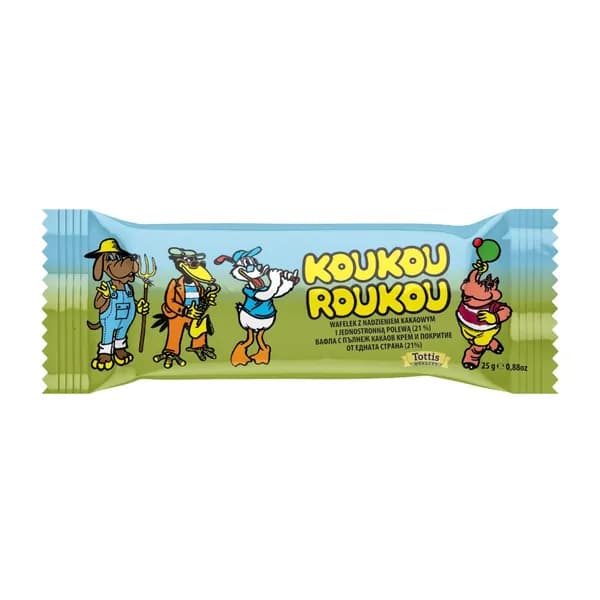 Вафли кукуруку KOUKOUROUKOU RETRO с молочным шоколадом и с начинкой из какао-крема, 25 г