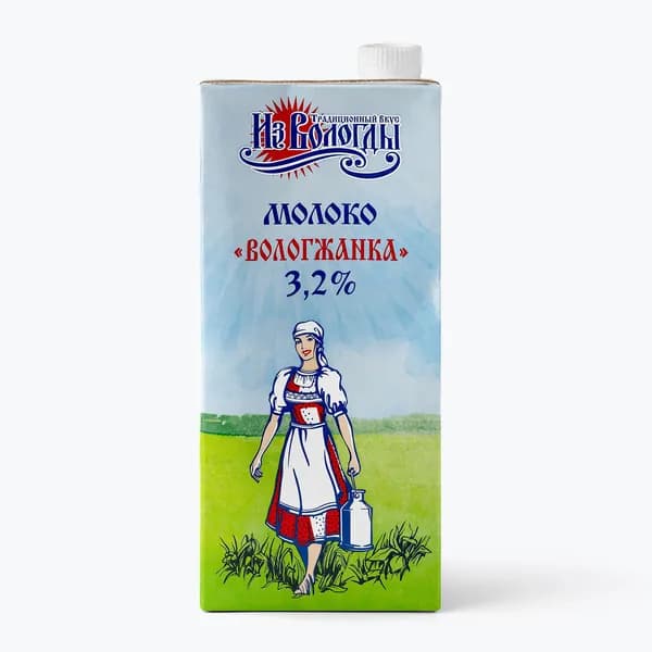 Молоко ультрапастеризованное Вологжанка, 3,2 %, 1 л
