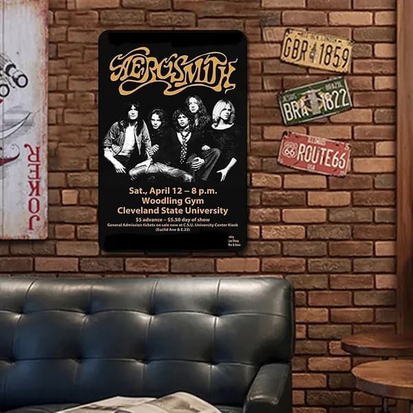 Металлическая картина прямоугольная 30 20 см с изображением группы Aerosmith