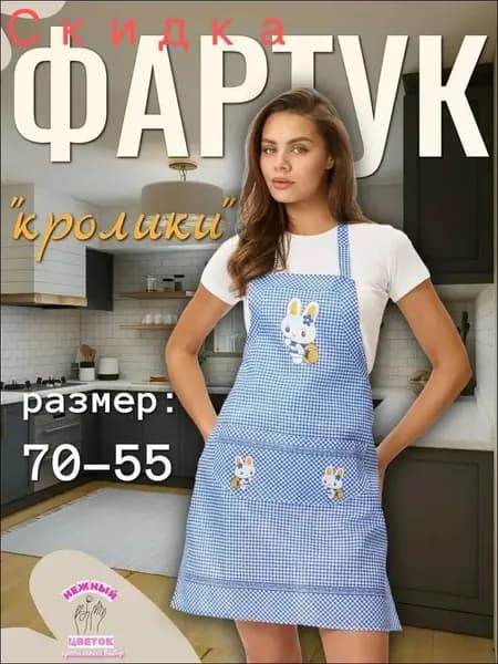 Кухонный фартук рабочий, синий