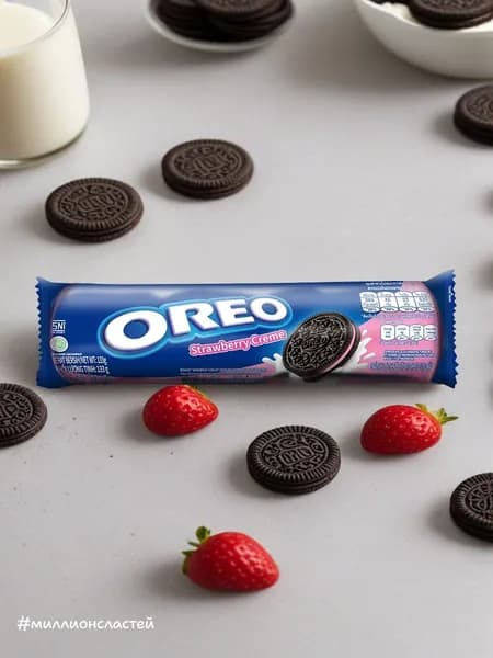 Печенье Орео Сэндвич с клубничным кремом Oreo Strawberry Сreme, 110.4 гр. (Швейцария)(Срок до 07.08.26г.)