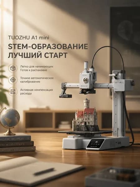 3D принтер Topo Zhu A1mini с полностью автоматической выравнивающей системой и поддержкой нескольких цветов