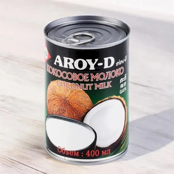 Кокосовое молоко Aroy-D 70%, жирность 17-19%, растительный напиток без сахара, банка 400 мл
