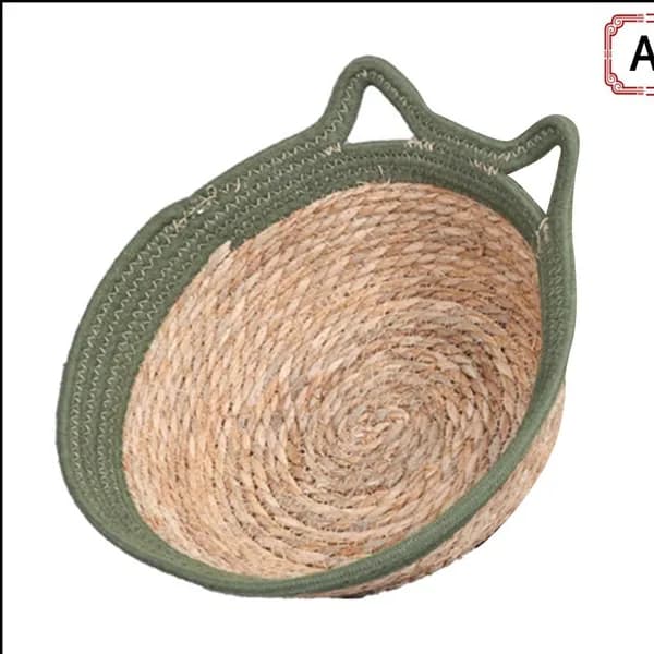 Тканое кошачье гнездо Маленький ротик 34 (подходит для домашних животных весом до 7 кг) армейские кошачьи ушки зеленого цвета плюс ватный диск