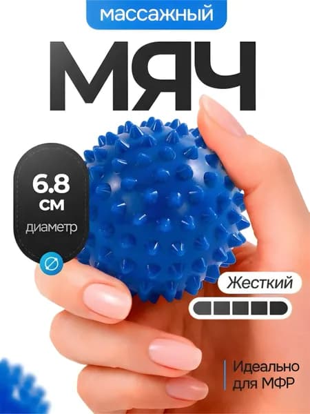 Мячик массажный с шипами. Мяч МФР синий