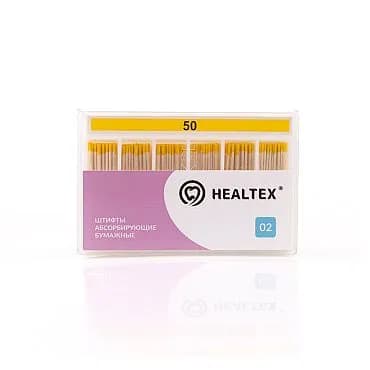 Штифты абсорбирующие бумажные Healtex, конусность 02, размер 50, 200 шт