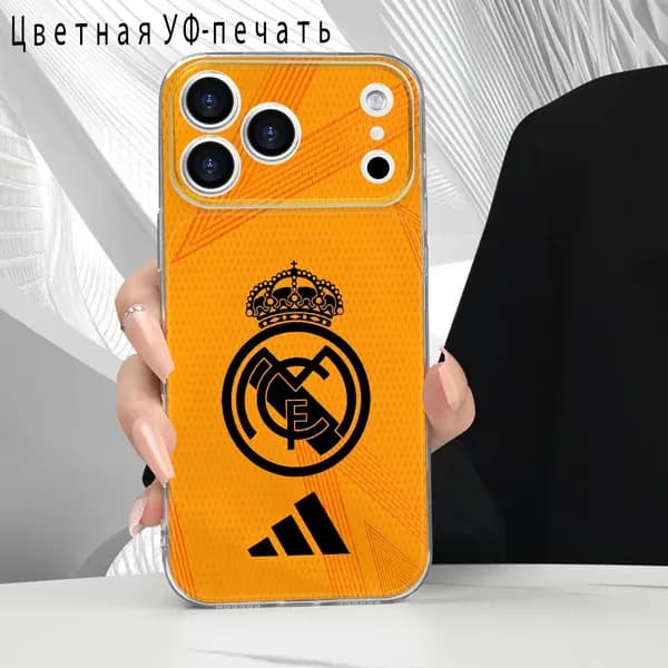 Подходит для iPhone 17 17Air 17Pro 17 Pro max прозрачный чехол для мобильного телефона Big Vision серии Real Madrid Club UV painting