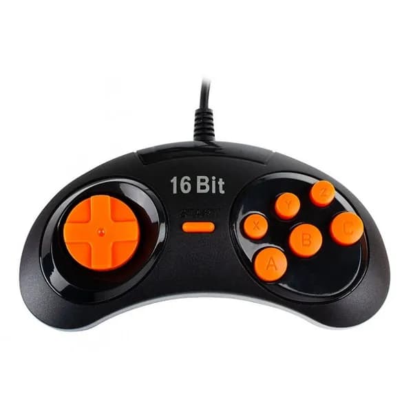 Джойстик 16-bit (Sega) черный с оранж.кнопками