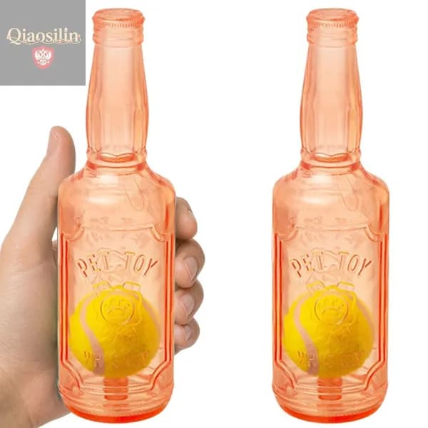 Игрушка для собак в форме бутылки с пищалкой и теннисным мячом, розовая