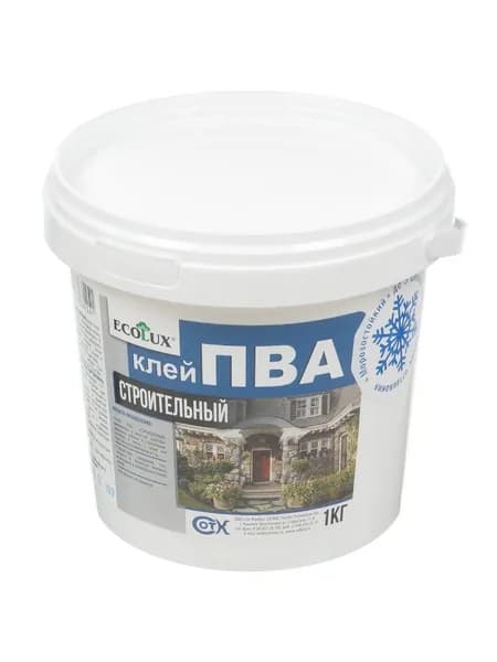 Клей ПВА строительный Ecolux, однокомпонентный, 1 кг, морозостойкий