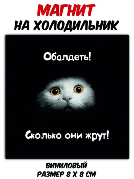 Магнит на холодильник "Кот в темноте" виниловый,гибкий идеален в качестве подарка родным и близким!