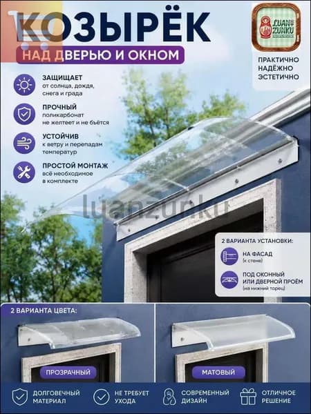 Пластиковый навес 400*400mm прозрачный ,Установите на нижний край