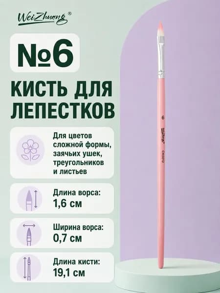 Набор кистей для рисования  № 6, 1 шт.