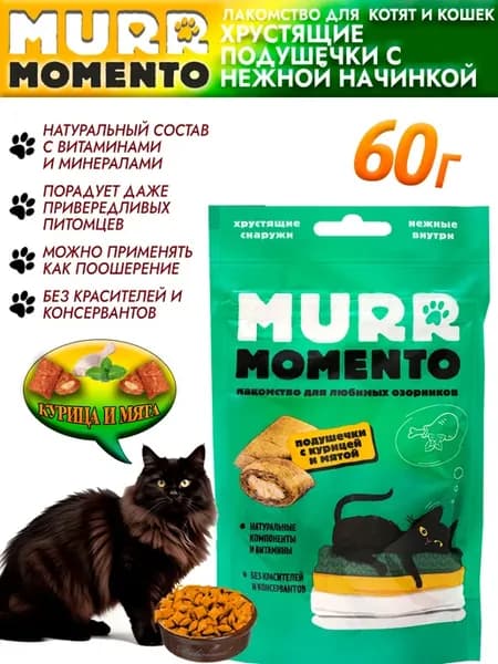 Лакомство для кошек подушечки мятой и курицей 60г