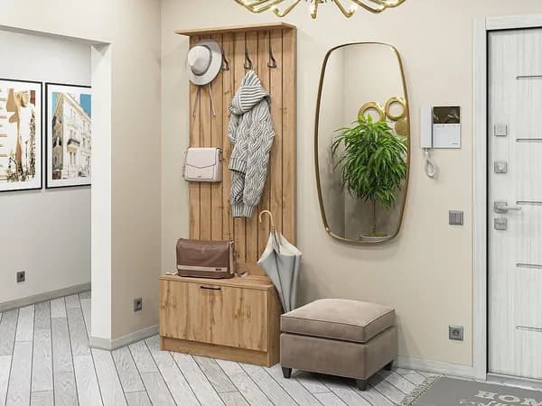 Прихожая Стиль-01, цвет фасада - Wotan Oak 2S, цвет каркаса - Дуб Вотан, 2070*800*380