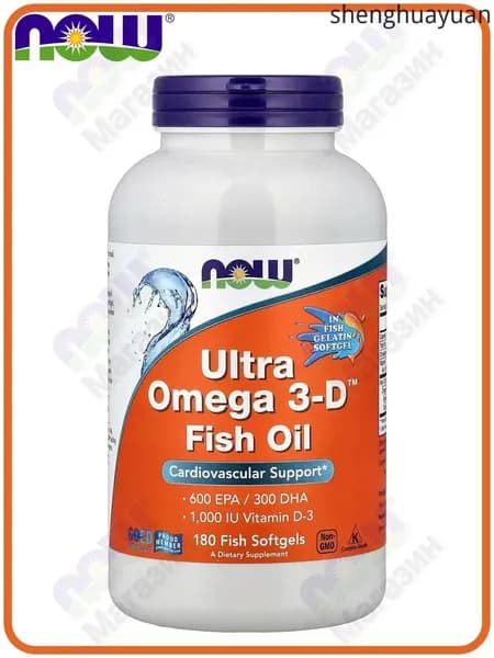 NOW Foods, Ultra Omega 3-D Рыбий жир, 600 EPA/300 DHA, Fish Oil, 180 софтгелей