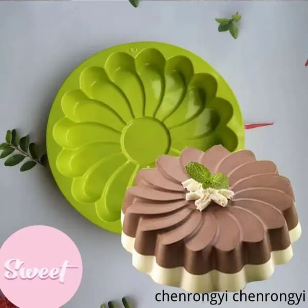 Форма для выпечки 1 яч. 22.5 см x 22.5 см 1 шт силикон круглая антипригарное покрытие салатовый