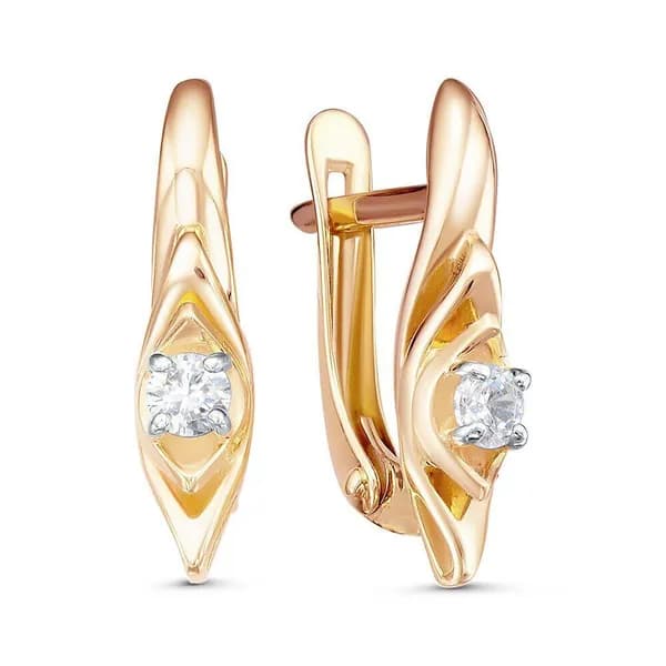 Серьги женские с фианитами из красного золота 375 пробы 585GOLD