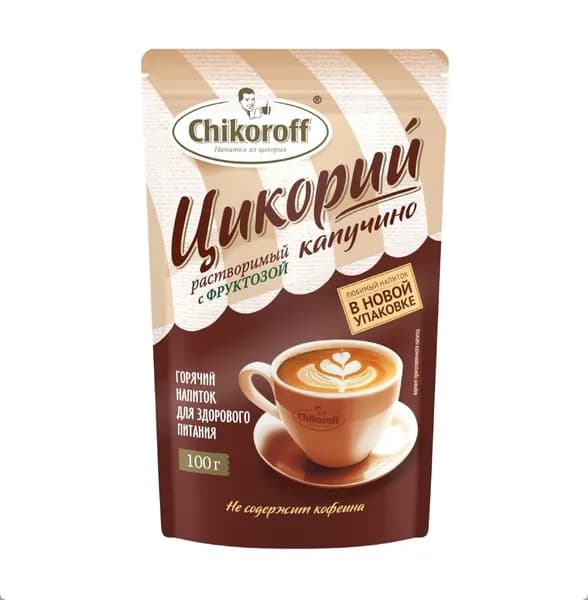Цикорий растворимый Chikoroff Капучино с фруктозой 100г, Россия - 1 шт.