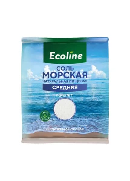 Эколайн Соль пищевая морская натуральная, помол №1, 1 кг