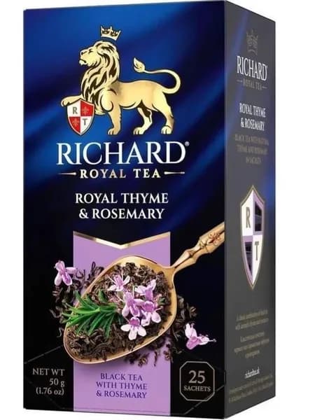 Чай в пакетиках черный Richard Royal c тимьяном и розмарином ароматизированный, 25 шт
