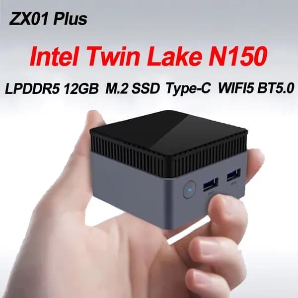 Мини-ПК Twin Lake N150 (Intel N150, RAM 12 ГБ, Intel Graphics, Windows 11 Pro), черный