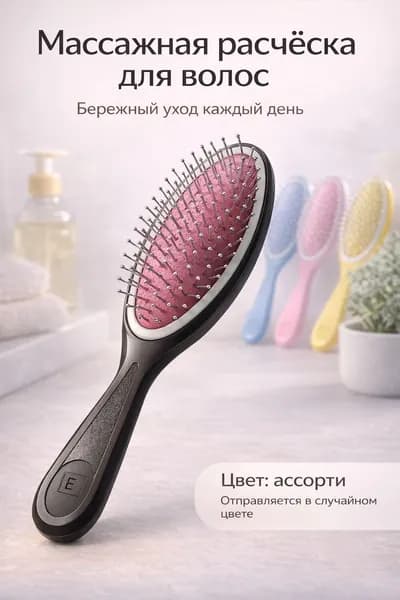 Массажная расчёска для волос с металлическими иглами "Прима", бережное расчёсывание, для всех типов, цвет ассорти