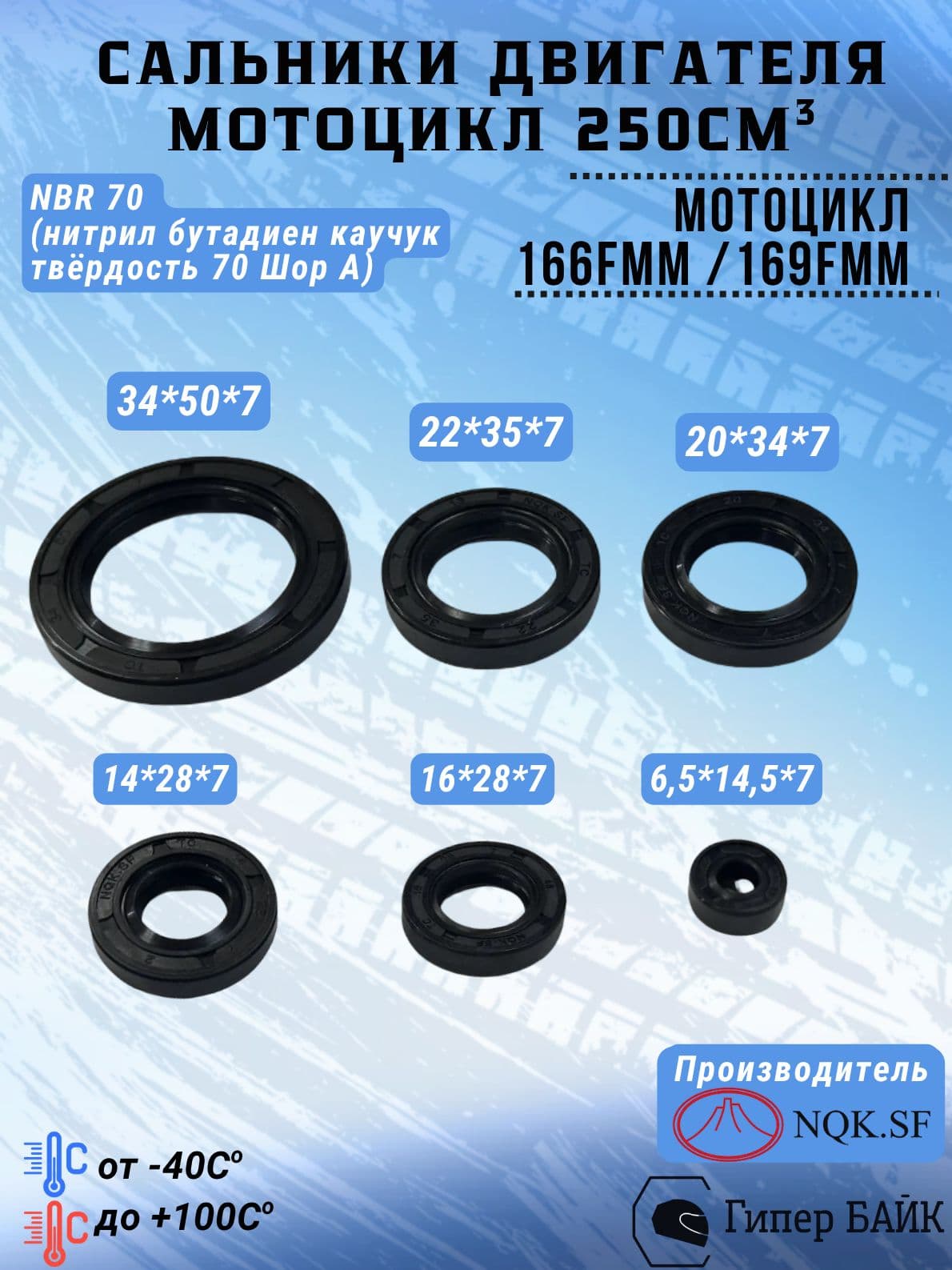 Набор сальников 169FMM (CB250)