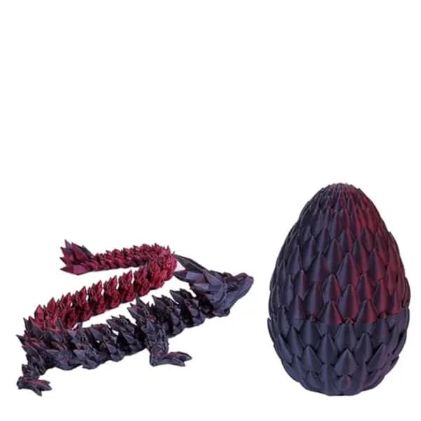 3D-печать дракон и яйцо из PLA, чёрно-красный набор, 12 см и 27,5 см
