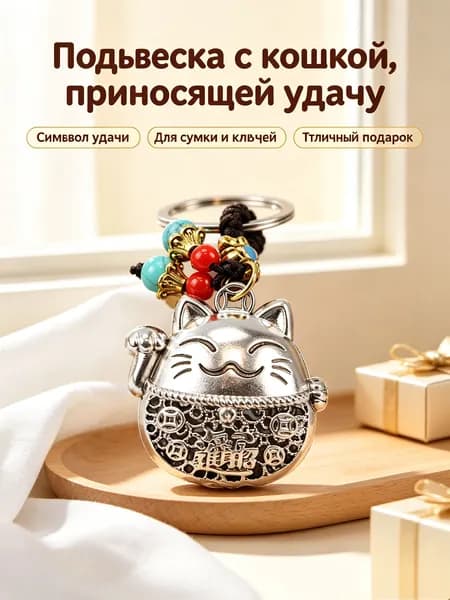 Брелок металлический Денежный котик