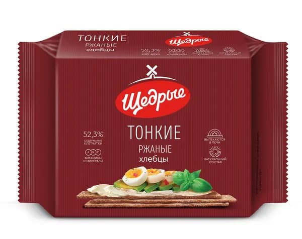 Хлебцы Щедрые тонкие ржаные, 170г