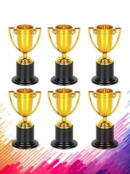 6 шт. Золотые футбольные медали и кубки для игр